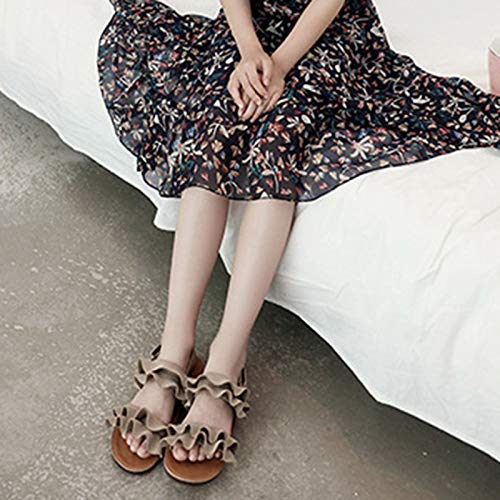 Kids Girls 𝗥uffle Sandals Open Toe Breathable Anti-Slip Summer Outdoor Beach Plat Shoes Slip On Slides Footwear3