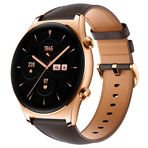 HONOR Watch GS 3 Orologio Intelligente, schermo a colori AMOLED da 1,43 pollici, Chiamata Bluetooth, monitoraggio SpO2 della frequenza cardiaca AI, GPS, 100 modalità di allenamento per Android, Oro