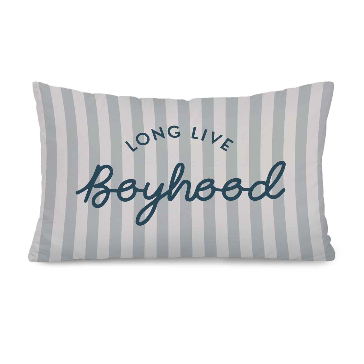 XYDEG Boy Nursery Decor 12x20 Pillow Cover, Long Live Boyhood Neutral Striped Decorative Lumbar Pillow Covers for Kids Toddler Boys Bedroom Playroom Nursery Sofa Couch