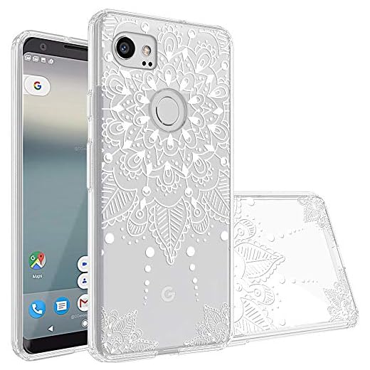 Google Pixel 2 XL Case,Topnow [Anti-Scratch PC + Shockproof Anti-Drop Soft TPU] Advanced Printing Pattern Phone Cases Glossy Drawing Design Cover for Google Pixel 2 XL(White Flower)