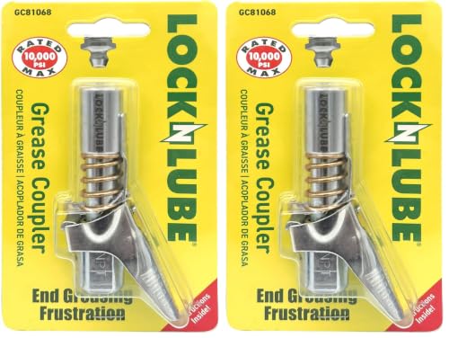 Image of LockNLube Grease Gun Coupler, Patented Locking Jaws Create A Secure, Leak-Free Seal, The Original Rebuildable Locking Coupler, Rated to 10,000 PSI (Pack of 2)
