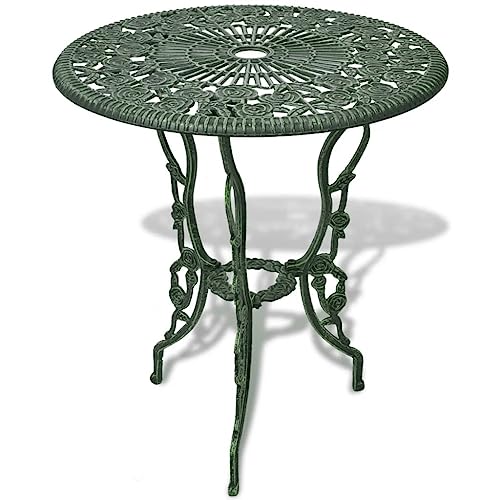 vidaXL 3tlg. Bistro Set Tisch 2 Stühle Essgruppe Sitzgruppe Gartenmöbel Grün Aluguss - 5
