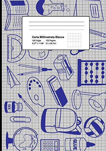 Carta Millimetrata Bianca: Carta matematica (1mm) perfetta per l'applicazione di punti di coordinate rettangolari e superfici, cerchi, segmenti, tangenti e molto altro... Bifacciale