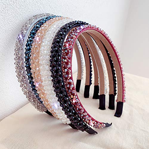 Ruihfas Fashion Sparkle 4 Rows Crystal Rhinestone Headbands Beaded Hair Hoop Band (Navy) #TOP2