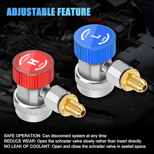 Kit de adaptadores rápidos AC R134A ajustables con válvula de grifo y accesorios miniatura 2