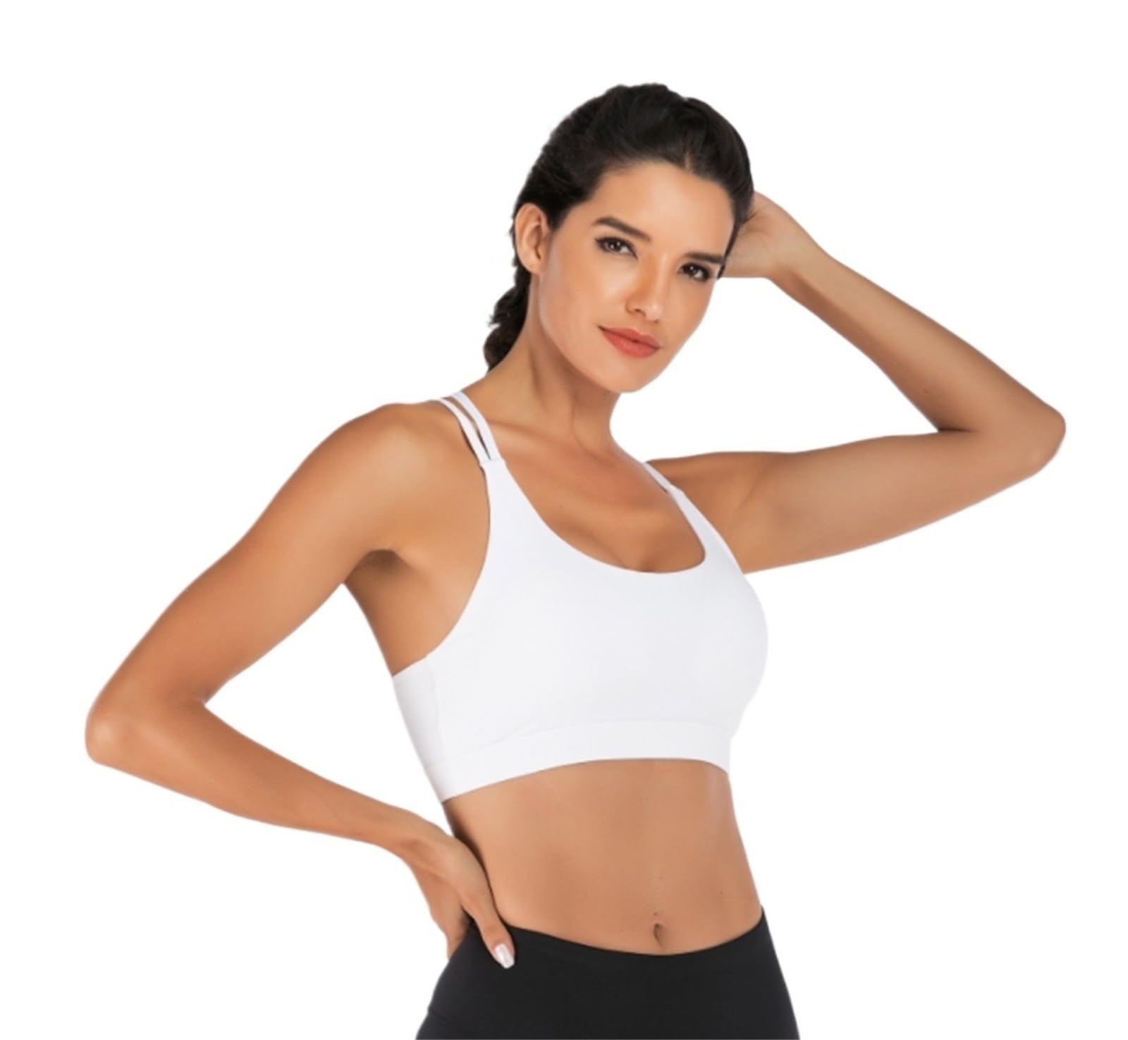 Reggiseno Sportivo Donna Canotta Corta Elasticizzata Imbottita Con Reggiseno Sportivo Da Donna For La Corsa Yoga E Fitness Comfort Reggiseno Sportivo(White,XXL)