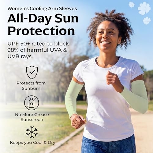 Image of SportsTrail Cooling Arm Sleeves for Men & Women - Breathable, UV Sun Protection, Sports Arm Sleeves for Women, Men & Youth