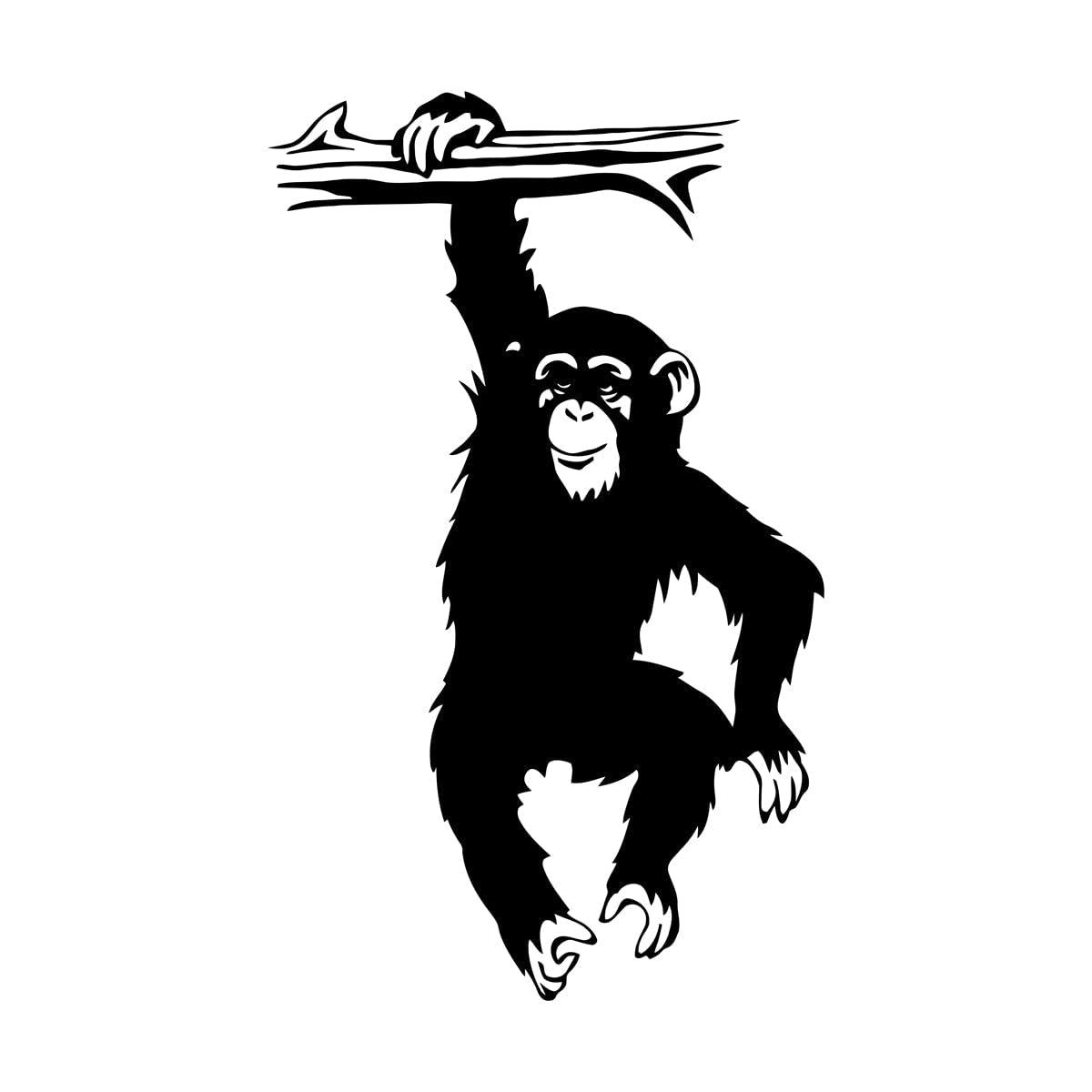 Funny Monkey Tree Wall Decal for Nursery Kids Room Cartoon Jungle Forest Animal Branch Vinyl Wall Sticker Bedroom Small - 25x42cm