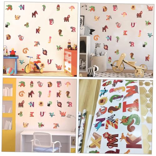 Decoración de pared con adhesivos de letras y animales miniatura 5