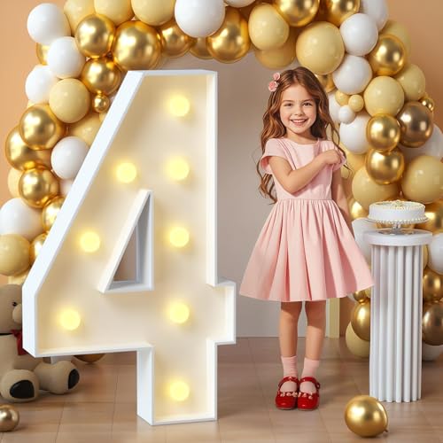 Chiffres lumineux chapiteau numéro 4 - Mosaïque grand numéro anniversaire fête