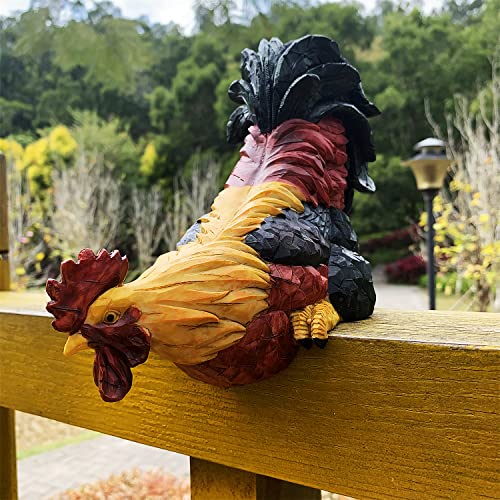 Handsider Garden Statues Cock Art Decoration Rooster Figurine For Yard, Chicken Sculpture Ornaments (Red) #TOP3