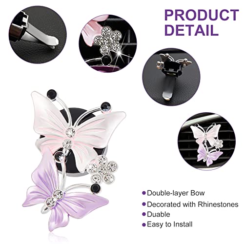 Image of WEBEEDY 6 Color Car Air Vent Clip, Dual Butterfly Daisy Flowers Car Charm, Car Air Freshener with Fragrance Cotton Pad, Women Fashion Car Decorations Gift