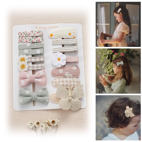 Image of 15 Pcs Hair Clips for Girls with Bows Butterfly Flower,2" Fully Lined Alligator Clips and Barrettes,Handmade Hair Accessories for Baby Toddler Young Kids School Age Girls Gifts
