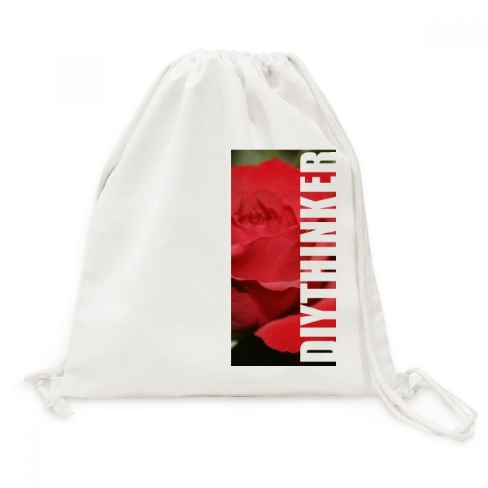 Toile Drawstring Backpack grand format avec motif imprimé de roses rouges
