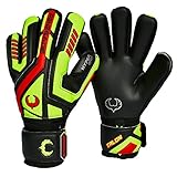 Renegade GK Talon Revolt Goalie Gloves with Pro-Tek Finger Spines | 4mm Hyper Grip & Duratek | Black, Green, Red Soccer Goalkeeper Gloves (Size 7, Youth, Neg. Cut, Level 2)