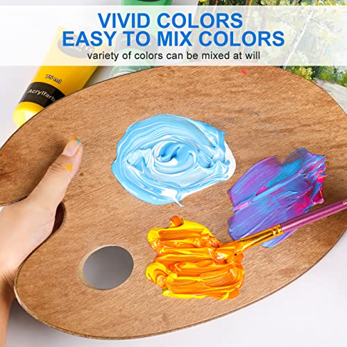 WOSTOO Acrylique 26 pcs Peinture Acryliques 16 x 75ml Tube +10 Pinceaux Tubes de Peinture Acrylique Couleurs Brillantes et résistantes à la Lumière Avec Une Grande opacité pour Débutant&Professionnels - Image 6