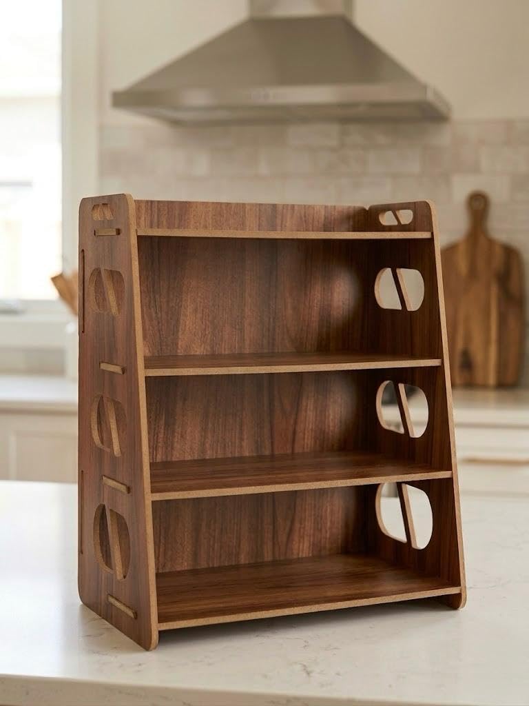 Wooden Spice Rack - 4 Shelves, Wall Mounted -5