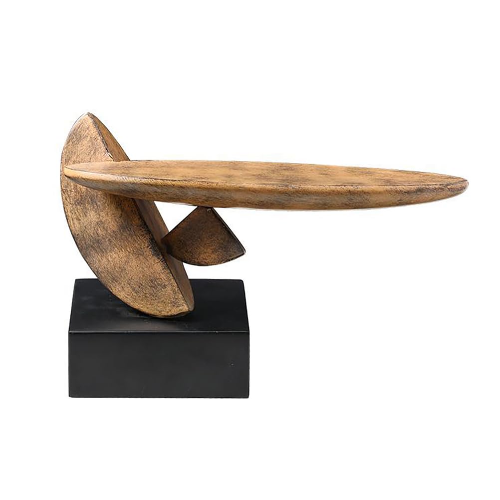 Genérico Escultura Abstracta De Madera Tallada A Mano, Estatua Decorativa para El Hogar con Soporte Negro, Decoración De Mesa Rústica Y Única para El Salón O La Entrada