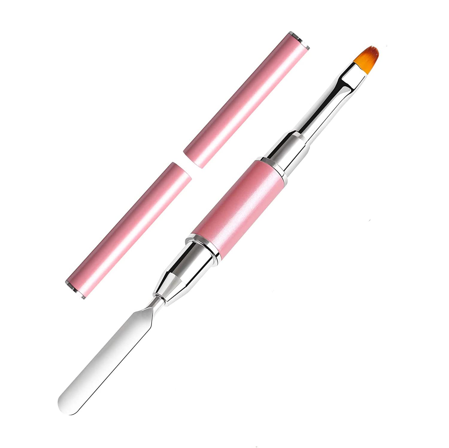 Pink Dual-Ended Poly UV Gel Brush & Picker, Kalolary 2 in 1 Designs Poly Brushes Stainless Steel Gel Nail Tool for Poly UV Gel Acrylic Nails Extension