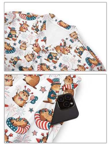 Image of Funny Satin Pajamas Set for Women Button Down Sleepwear Print Pjs Set 2 Piece Short Sleeve Loungewear Gift for Women