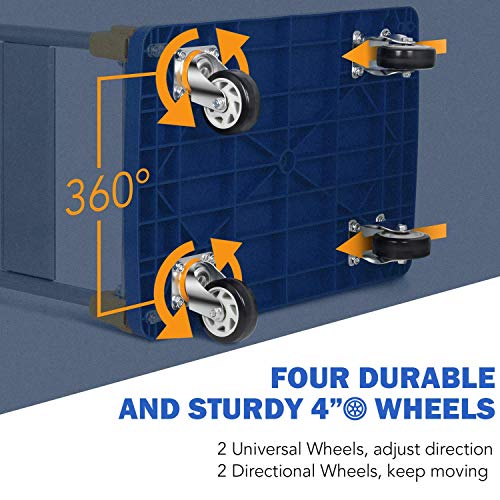 Image of GOBBLER Steel, Poly Propylene Portable Platform Trolley Cart for Lifting Heavy Weight, 400 Kg Capacity Dolly Push Cart, Blue Color (GB TR 400)