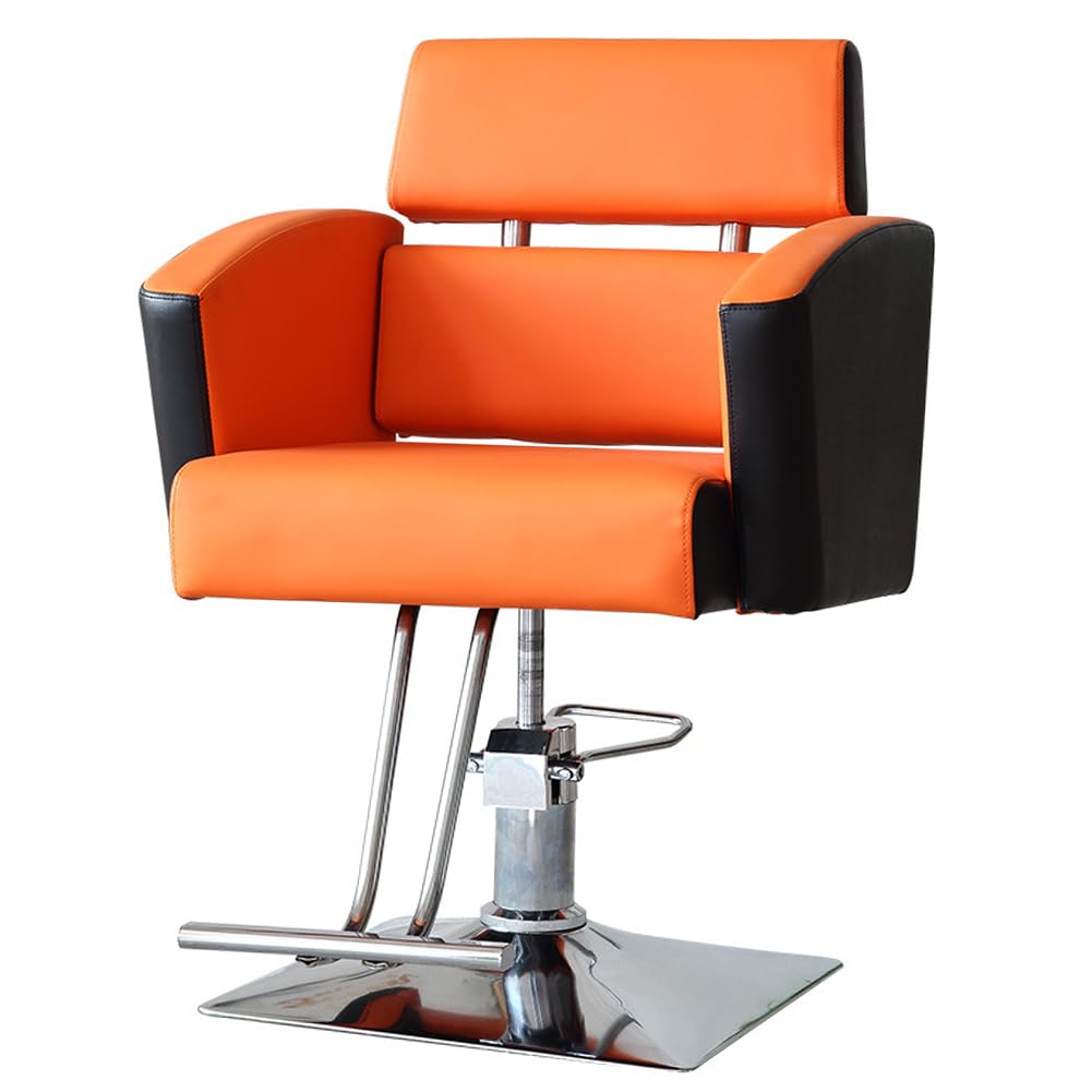 IBOWZ Silla de peluquería Silla de Peluquero con Bomba hidráulica, Silla de peluquería de Cuero PU con Pedal, chasis Cuadrado para barbería, Muebles de salón, Negro