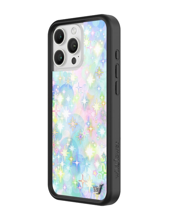 Image of Wildflower Cases - Compatible with iPhone 16 Pro Max | Protective Black Bumper, 6.5ft Drop Test Certified, Women Owned Small Business | Watercolor Pink Blue Diamonds Trendy Girly Cute | Sparkle City