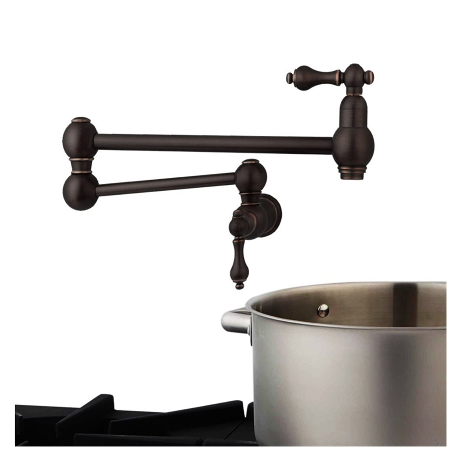 Pote de latón macizo Puntas relleno doble articulación la pared del montaje en olla grifo(Nero)
