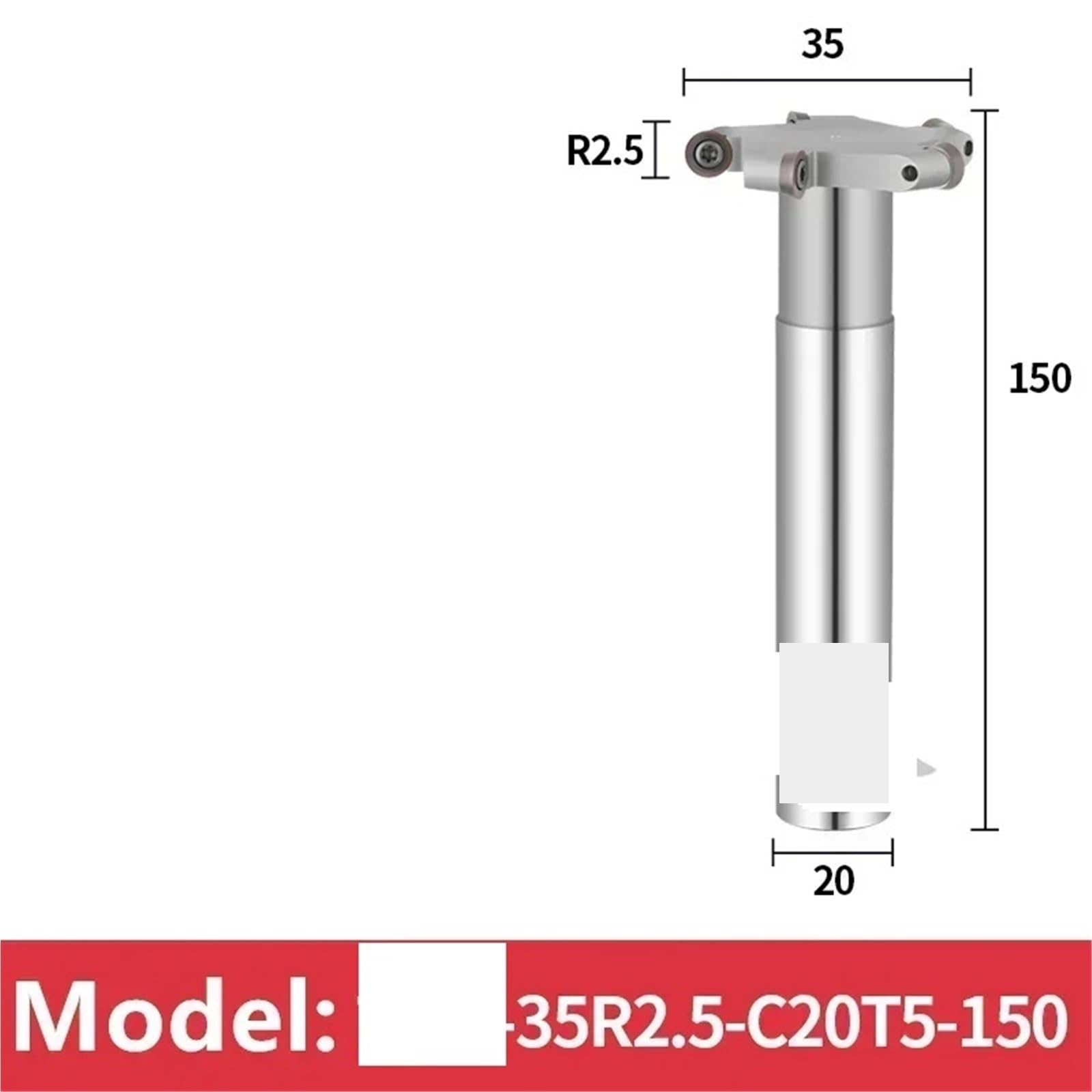 Frez do rowków w kształcie litery T Frez do rowków w kształcie litery T Płytki węglikowe CNC(35R2.5-C20T5-150)