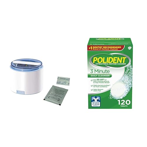 iSonic DS180 Limpiador portátil de dentaduraalineadorretenedor y limpiador antibacteriano de 3 minutos - menta blanqueamiento de 3 minutos 120