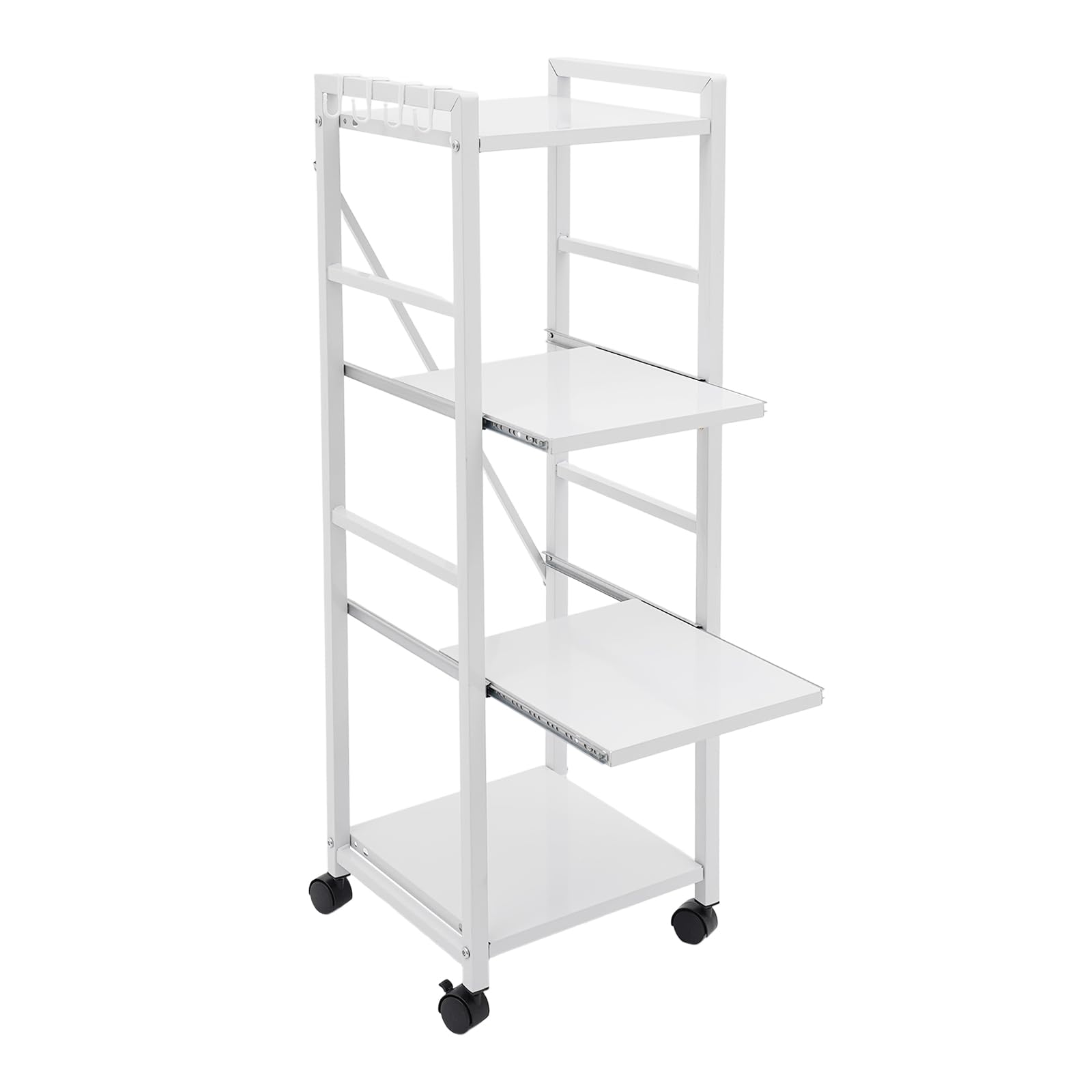 Scaffale da cucina a 4 ripiani, in metallo, bianco, completamente