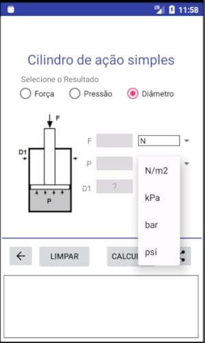 Cilindros de Ar Pneumáticos - Calculadora