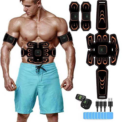 EMS Trainingsgerät,Bauchmuskeltrainer, USB Wiederaufladbar Muskelstimulator bauchtrainermit 6 Modi & 9 Intensitäten, LTragbarer Muskelstimulator,für Bauch,Arm,Bein-Fitness Trainings Gang Cover