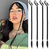 4 PCS Braid Hair Extensions, Clip in Hair Extensions Baby Braids Front Side Bang Curtain Bang Long Braided Hair Piece Natural Soft Synthetic Hair Natural Sleek Looking Hair Extensions for Women Daily Wear 20 inch