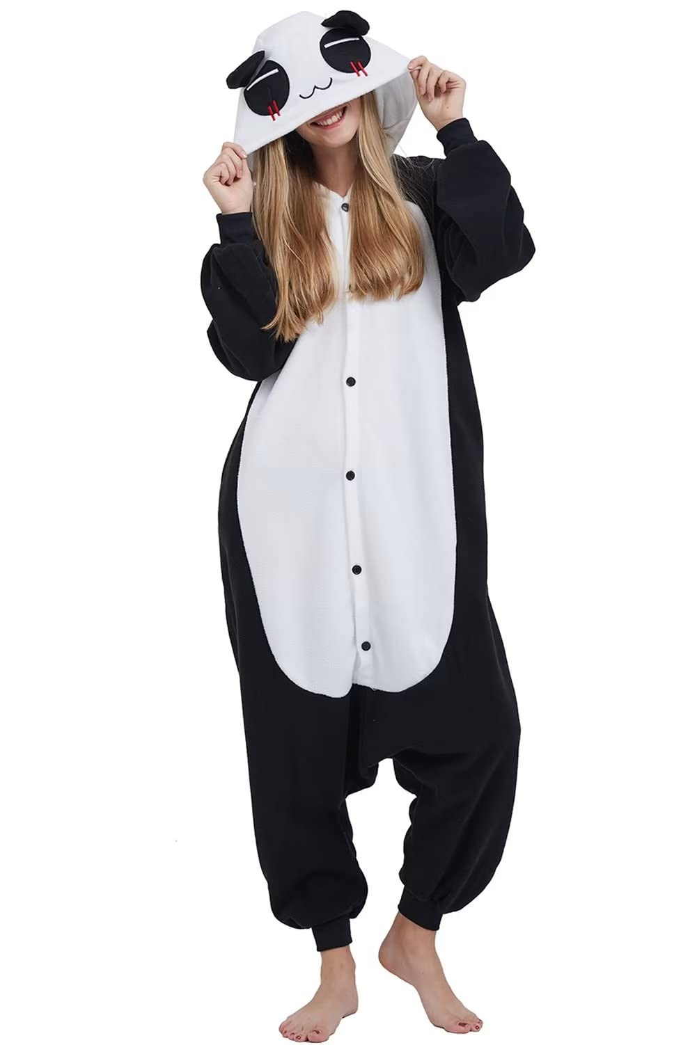 DarkCom Animal Onesie for Kids,Flannel Cosplay Panda Halloween Costume Parent-Child Sleepwear for Girls Boys 12-13 Years - Image 4