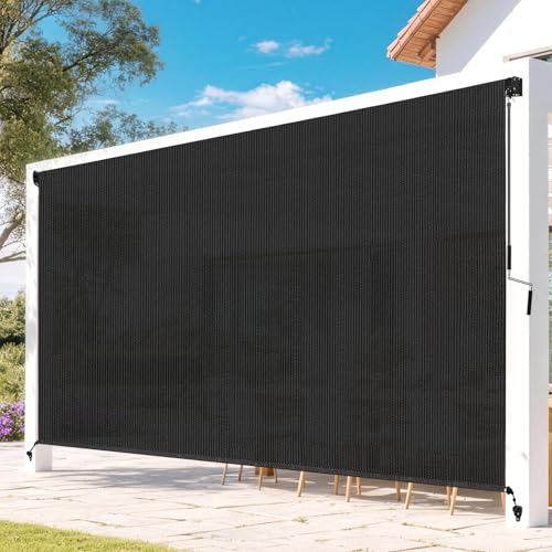 Cortina enrollable exterior para patio 144 in x 96 in negra