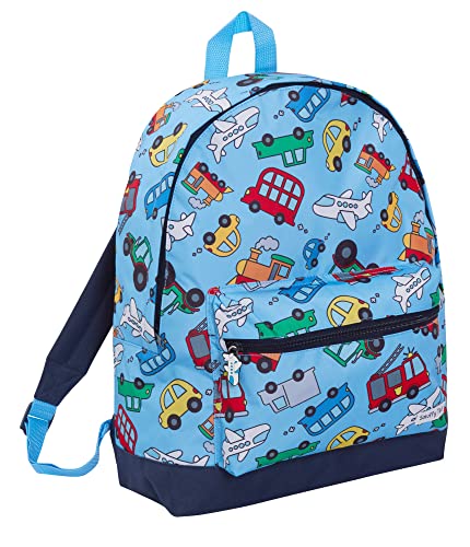 ScruffyTed Mochila infantil para meninos e veículos de grande capacidade, mochila de viagem, carros, trens, berçário, escola, Multicolorido, Veículos