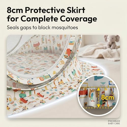 Image of StarAndDaisy Baby Mosquito net for Baby 0-12 Months with Mattress & Head Pillow for Infants, Toddlers,Baby, Breathable mesh-Mosquito Net (City Print)