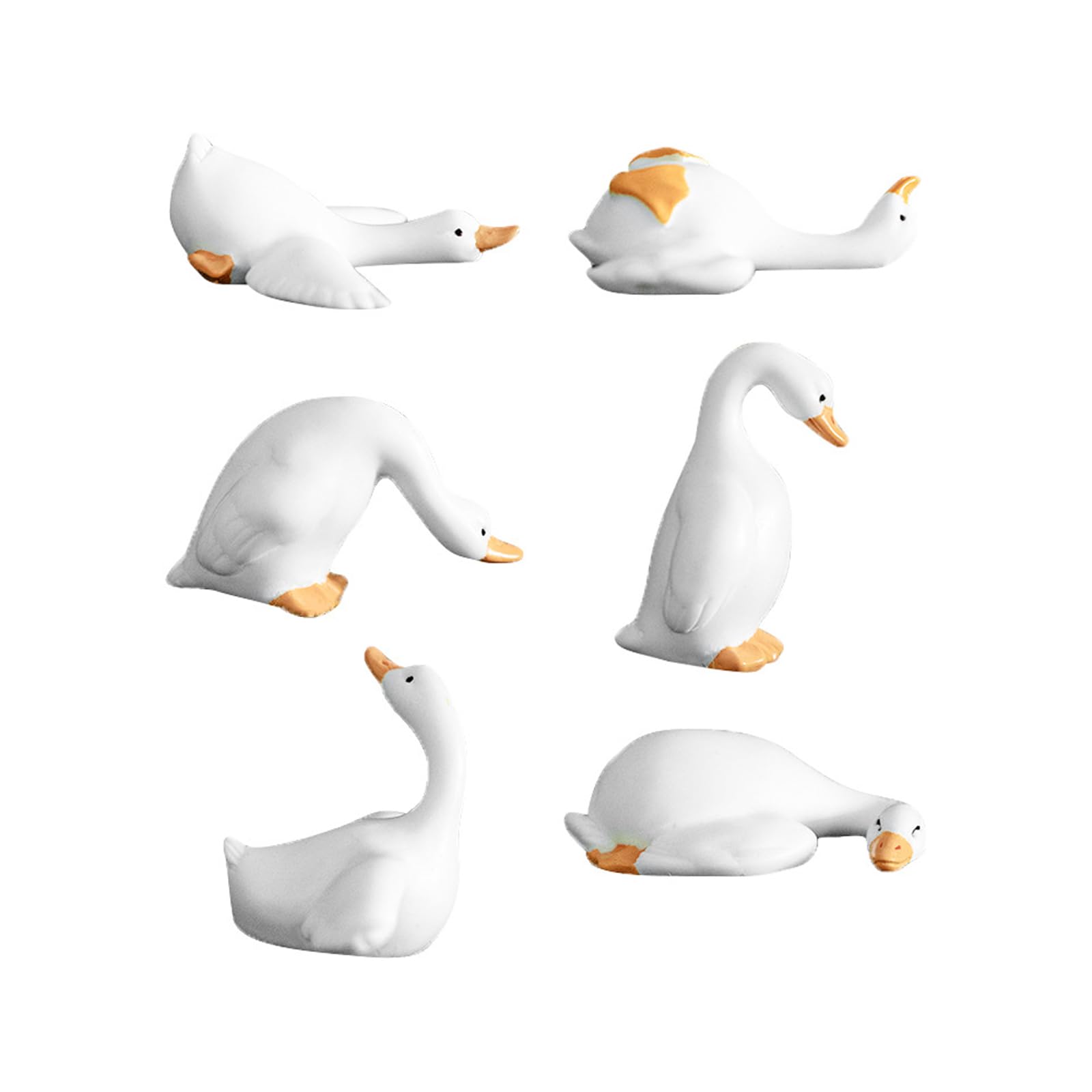 Sisyeuo 6PCS Resin Geese Figurines for Miniature Garden Desktop Decoration Handcrafted Animal Sculptures Desktop Decoration Resin Animal Sculptures
