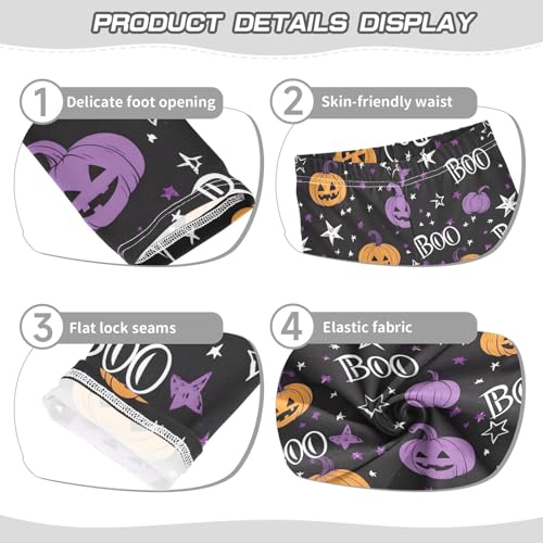 Cute Pumpkin Stars Boo Girls Leggings Soft Stretch Workout Yoga Dance Pants for Kids Casual Tights3