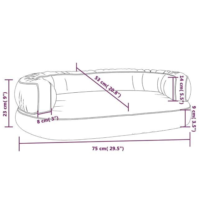 Foto 3 de 6 de vidaXL Cama para Perros de Espuma Cuero sintético Azul Oscuro 75x53 cm
