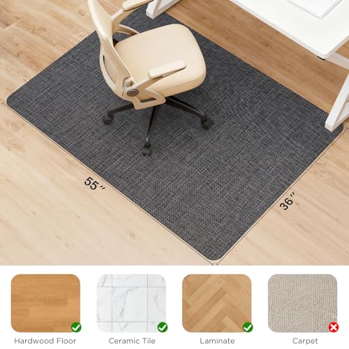Image of Sycoodeal Chair Mat,36 inch x 55 inch Office Chair Mat for Hardwood and Tile Floor, Heavy Duty Floor Protector for Rolling Chairs,Non-Slip,Computer Mat for Home Office(Dark Coffee)