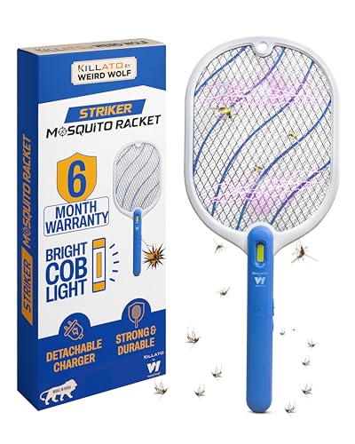 Weird Wolf Electric Mosquito Bat | Rechargeable Mosquito Killer Racket for Home | Electric Insect Fly Swatter with LED Light | Long Battery Backup | High Voltage Mesh | 6 Month Warranty