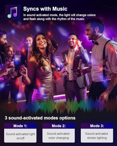 Image of Disco Ball,Disco Lights Party Light Sound Activated Party Lights W / Remote Control,7 Color Modes Strobe Light For Home Birthday(Dj Party Light)-Plastic,Corded Electric,Led,Black