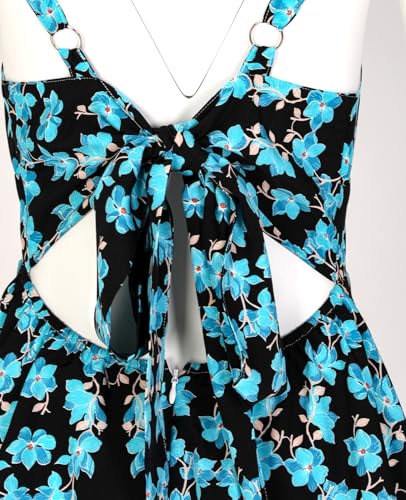 Image of Tiered Ruffle Dress Women Casual Summer Spaghetti Strap Sleeveless Floral Layered Maxi Dress for Women Beach Sundress