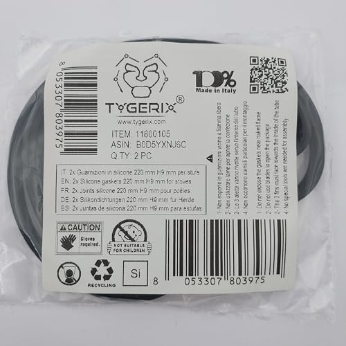 TYGERIX® Set of 2 Silicone Gaskets DN 220 mm (8.66 inch) Diameter for Flues, Black - Image 4