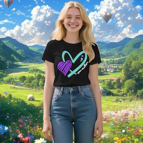 Womens Suicide Awareness Shirt Suicide Prevention T-Shirts Blue and Purple Hearts Tee Mental Health Matters Tops4