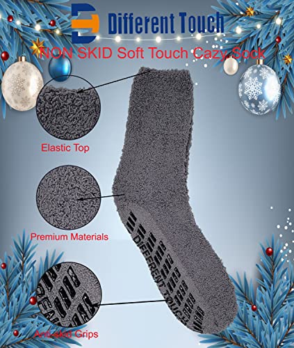 Image of Different Touch 6 Pairs Men's Women Soft Winter Cozy Fuzzy Slipper Socks, Soft Hospital Lounge Crew Socks
