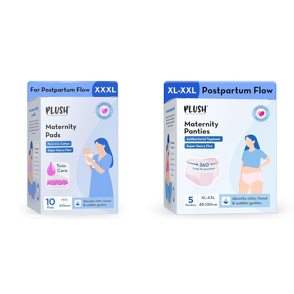 Plush Maternity Pads after Delivery, 10 Pcs (410 mm) | Twin Core Absorption XXXL Pads | For Postpartum Bleeding, Absorbs Heavy Gushes & Clots | U.S. Cotton Softness | Breathable & Rash-Free | Safe-image-26