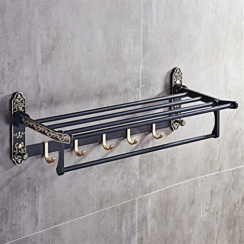 Porte-serviettes de bain pliable or blanc double étagère rétro actif